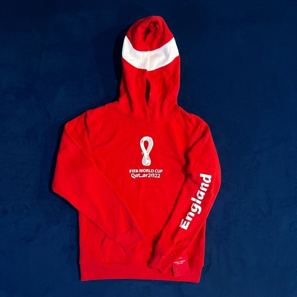 FIFA World Cup Qatar 2022 England Pullover Hoodie Red Mens Small S NWOT
